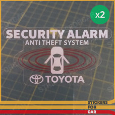 2x Toyota Alarm Decals Inside Glass, Security Window Sticker
