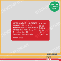 Mercedes R12 for R129 500SL W201 Conditioner Sticker Label 1298350088