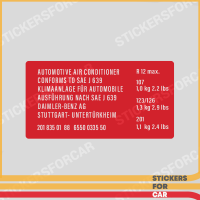 Mercedes W116 W123 W126 R107 Conditioner Sticker Label 2018350188