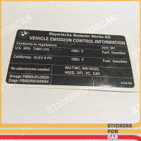 BMW Label Exhaust Emission 71228642481