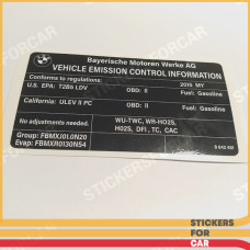BMW Label Exhaust Emission 71228642481