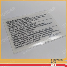 BMW Label "Run-In Instruction" 51142121181