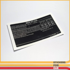 BMW Tire Pressure Sticker E30 M3 USA - 2121907