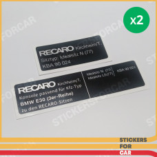Recaro E30 Sport Seats Sticker Decal Sitze Aufkleber