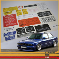 BMW E30 - 24 DECALS STICKERS SET RESTORATION AUFKLEBER