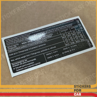 BMW 325iC Tire Pressure Sticker USA 2122302a