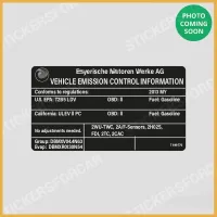 BMW Vehicle Emission Control Label Sticker 7649770