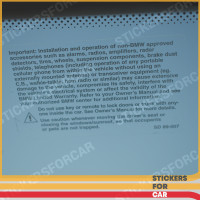 Sticker Important Installation and operation BMW Manual SD89-007