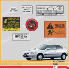 Honda Civic 1995 - 2000 Europe Decals Stickers Set 