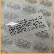 VW Identification Plate for Tire Pressure 2K0010422H