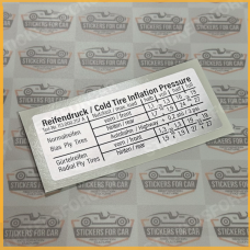 Tyre Pressure Sticker Decal 113000257A